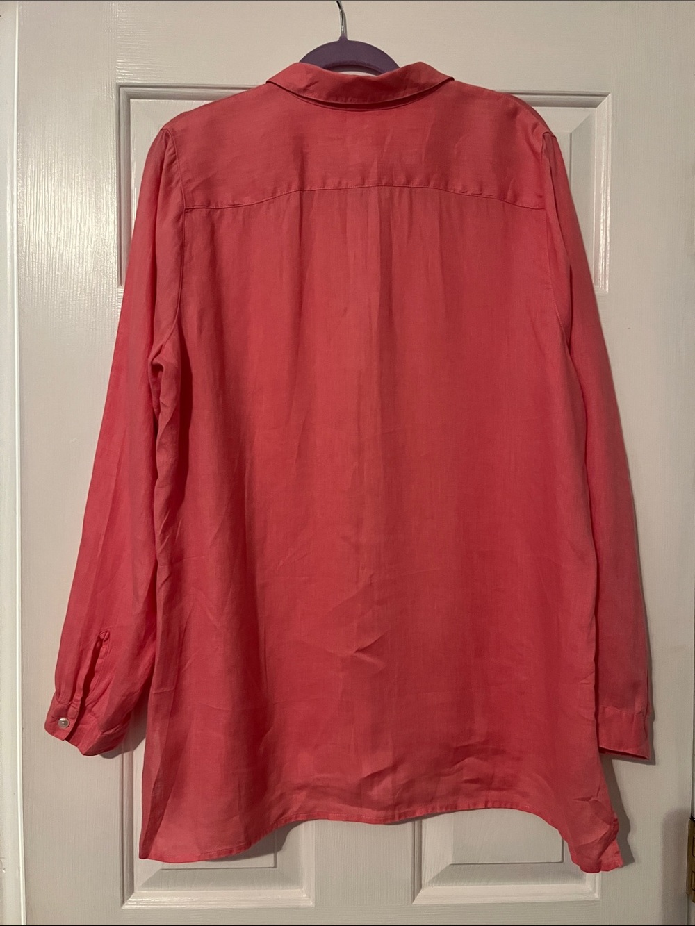J. Jill Love Linen Bubblegum Pink Button-Down Tunic - Picture 2 of 6